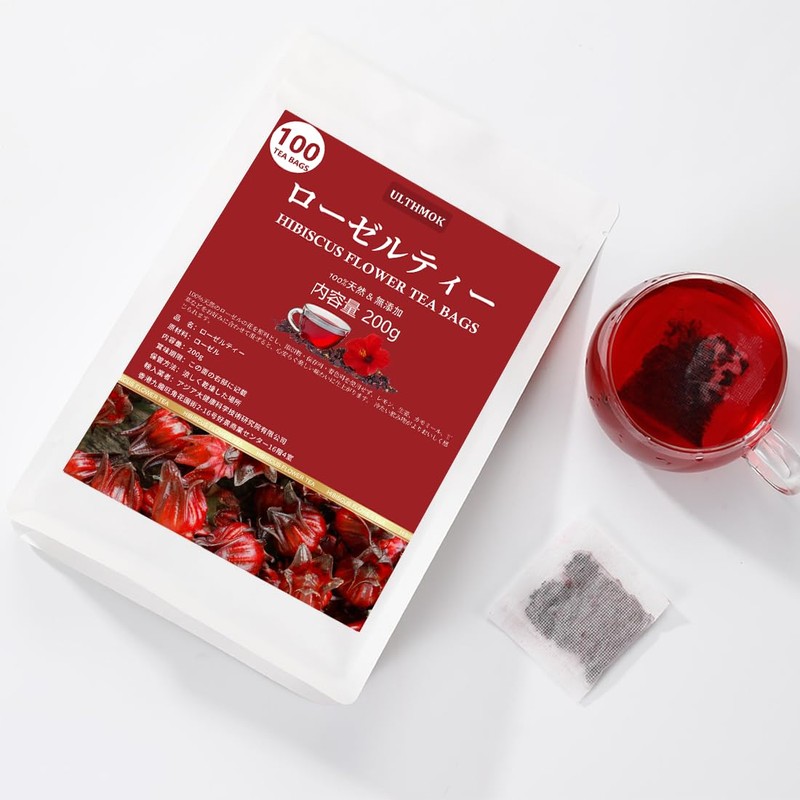 ULTHMOK Roselle Tea 100 Bags Herbal Tea Hibiscus Tea Health