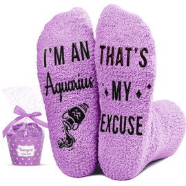 HAPPYPOP Aquarius Gifts for Women Zodiac Gifts - January February Birthday Gifts, Constellation Socks for Teen Girls