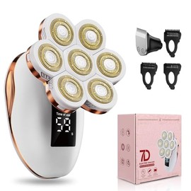 Afeitadoras eléctricas 2 en 1 para mujeres, afeitadora giratoria recargable 7D húmeda/seca para piernas, kit de aseo resistente al agua - Afeitadoras 