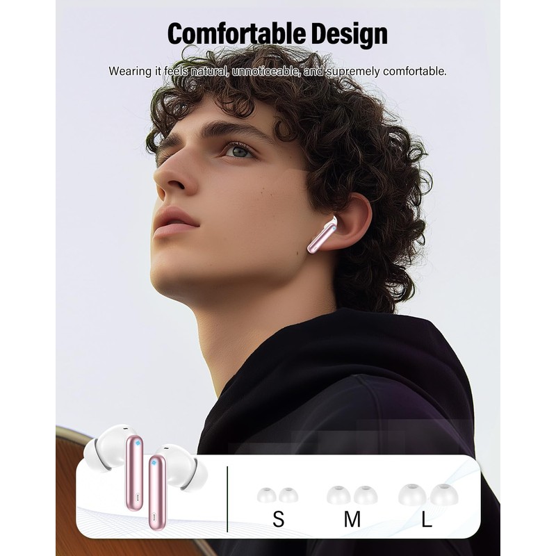 Wireless Earbuds, Bluetooth 5.4 Headphones Bass Stereo, Ear Buds with