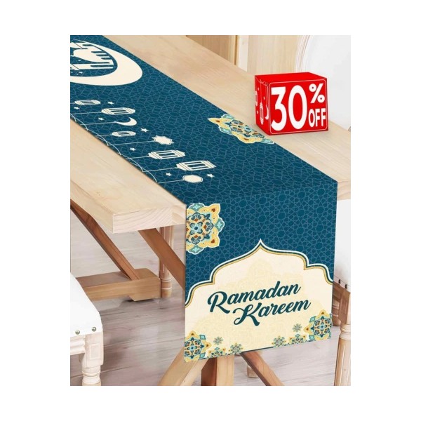 OLEEK Ramadan table runner - decorations for 56X13 inches, Turquoise
