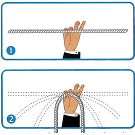 Robust cord - magic game with video explanations, much easier to understand, picture to the left and you can see a demonstration in the video.