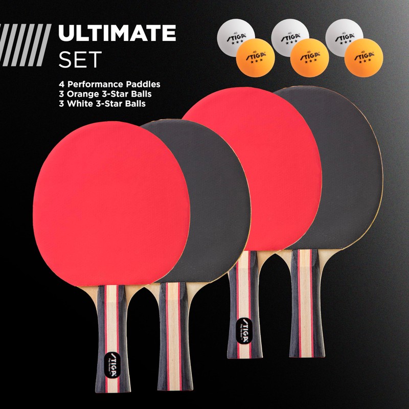 STIGA Performance 4 Player Ping Pong Paddle Set of 4