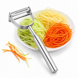 2-in-1 Julienne Vegetable Peeler, Stainless Steel Y Peeler with Dual Blades