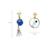 Creative Cartoon Astronaut Stud Earrings Asymmetric Spaceman Star Moon Drop