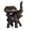 AeraVida Three Posing Elephants Carved Rain Tree Wooden Tealight Candle