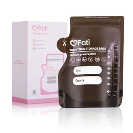 FATI Breastmilk Storage Bags-200 Pcs, 8Oz Blackout Breast Milk Storing Bag with Pour Spout for Baby Bottle Feeding/Breast Pump, No-Leak Milk Freezer Storage Pouches Self-Standing, Baby Essentials