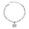 White Gold Plated Flat Figro Chain Link Anklet for Men