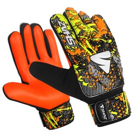 Shaz Soccer Goalkeeper Gloves for Kids Boys Children Youth,Funky Football Goalie Gloves Anti Slip 4mm Latex Palm with Strong Grip & Double Wrist Protection (Size 8 suitable for size M-L adult, Orange)