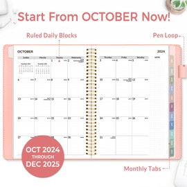 SUNEE 2025 Weekly & Monthly Planner 9"x11.2"- 12 Month (January 2025 - December 2025), Vegan Leather Cover, Pocket, Bookmark, Notes, Monthly Tab