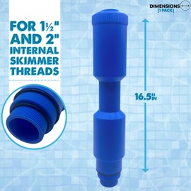 Poolzilla 1 Pack Skimmer Winterizing Plug in Blue- Above and In-Ground Pool, 16.5’’ Ice Guard for 1-½’’ and 2’’ Threaded Skimmers with Blowout Valve