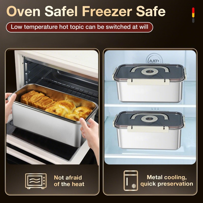 Stainless Steel Bread Box with Handle - a sealed bread