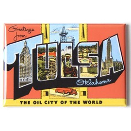 Greetings from Tulsa Oklahoma Fridge Magnet (1.75 x 2.75 inches) Style B