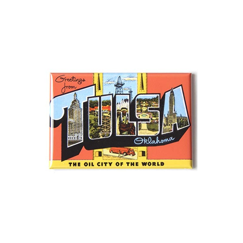 Greetings from Tulsa Oklahoma Fridge Magnet (1.75 x 2.75 inches)