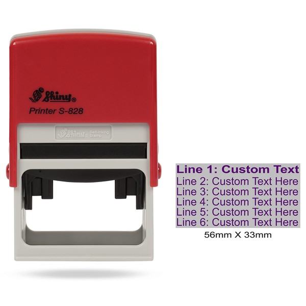 Upto 6 Lines of Custom Text Shiny Self Inking Rubber