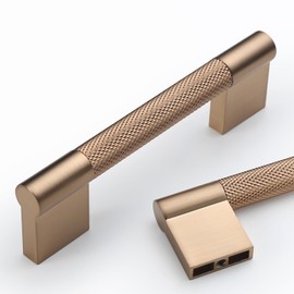 Asidrama 10 Pack 3.75 Inch(96mm) Champagne Bronze Cabinet Pulls Knurled Cabinet Handles Kitchen Cabinet Hardware Cupboard Handles Drawer Handle Dresser Pulls