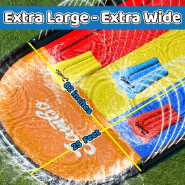 JAMBO 25Ft Premium XXL Slip Splash and Slide with 3 Bodyboards, Heavy Duty Water Slide- Advanced 3-Way Sprinkler System, Splash Mat Splash Pad Backyard Waterslide Outdoor Water Toys n Slides for Kids