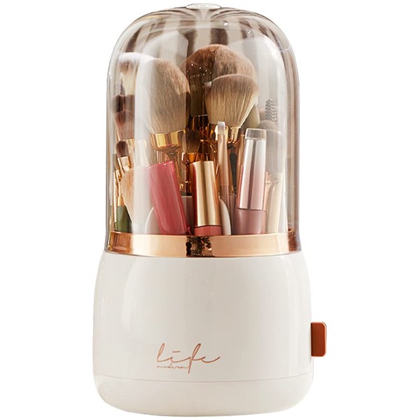 Bingobang Makeup Organiser Brush Holder 360 Rotating with Dustproof Lid,