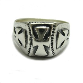 Sterling silver men's ring solid cross 925 size N - Z++++++ R000271