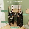 CHARMAID Corner Vanity Desk with Mirror and Lights, Black Makeup
