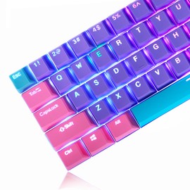 Ussixchare Teclas retroiluminadas 60% para teclado GK61 RK61 Anne Pro, 104 teclas PBT de tamaño completo para Ducky One 2 Mini 60% de teclado mecánico para juegos Gateron Kailh MX Interruptores (Violeta)