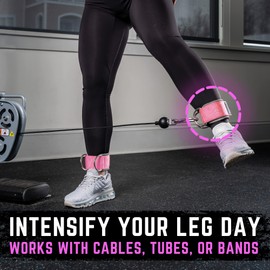 Gradient Fitness Ankle Straps (2 Pack) | Ankle Strap for Cable Machine, Ankle Bands for Working Out, Cable Ankle Strap, Cable Machine Attachment, Ankle Cable Attachments for Gym (Pink | Grey)