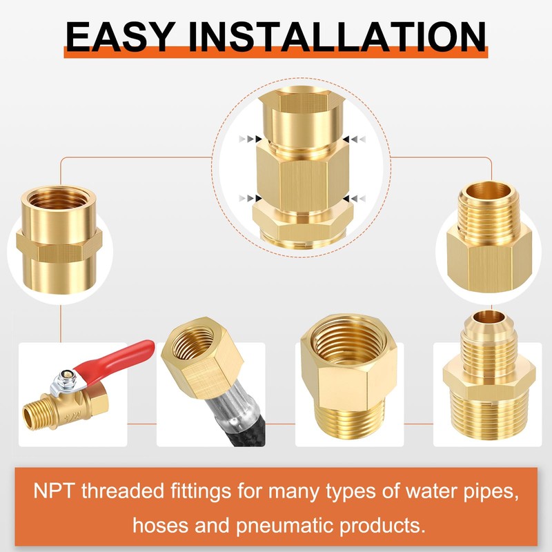 Rebower 4 Pack Female to Male Adapter Converts 1/4" MNPT