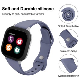Huadea 2 Pack Slim Silicone Compatible with Gabb Watch 3e Band 3 2 1/Gizmo Adventrue 3 3 2 1/SyncUP & Cosmo JrTrack 4/3/2 SE/2/JrTrack, 20mm Thin Narrow Soft Sport Strap for Small Wrist