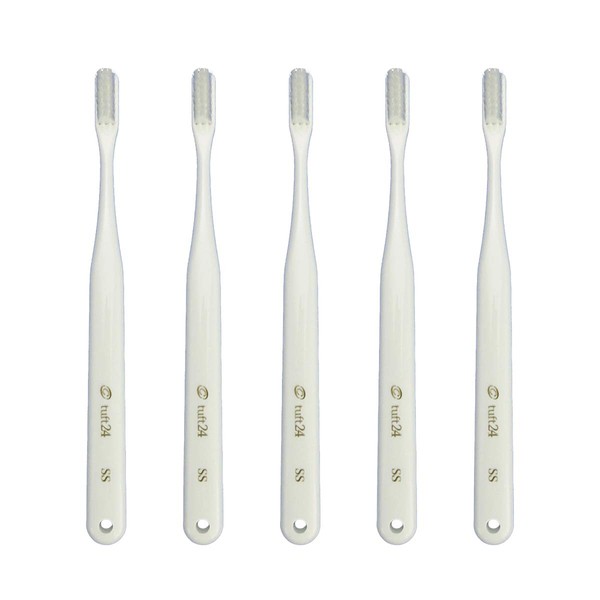 Tuft 24 Toothbrush, Set of 5, SS, No Cap, (White)