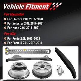 Timing Chain Kit with VVT Camshaft Sprocket for Hyundai Elantra 2017-2020, Kona 2018-2021, Veloster 2019-2021,for Kia Forte 2017-2022 2.0L 243502E700 243702E020 Intake & Exhaust Sprocket