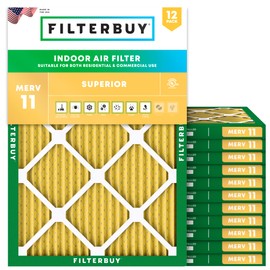 Filterbuy 17.5x23.5x1 Air Filter MERV 11 Superior Pet & Allergy Defense (12-Pack), Electrostatic Pleated HVAC AC Furnace Filters Replacement, Made in USA (Actual Size: 17.38 x 23.38 x 0.75)