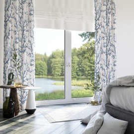 weesire Nautical Coastal Curtains Decorative Beach Ocean Coral 50% Light Blocking Sea Darkening Grommet Curtain for Villa Living Room, Bedroom Navy Blue and White 2 Panels Set, 52x96 Inches