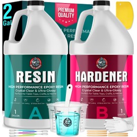 Beast Bond Epoxy Resin 2 Gallon Kit, High-Performance Table Top Epoxy Resin, Self-Leveling, Minimal Bubbles, Clear, Glossy, UV Resistant, Perfect for Table Tops, Crafts. DIY & Pro Number 1 Choice