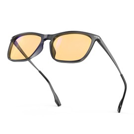 Goiteia Orange Glasses with Blue Light Filter - Amber Tinted Screen Glasses for Better Focus at Work/Improved Sleep/Eye Strain, Orange-black frame (better concentration at work)
