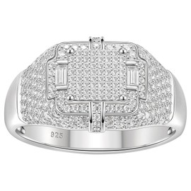 SweetJew Mens Moissanite Wedding Band 925 Sterling Silver 2ct D Color VVS1 Clarity 232 Round Cut Lab Created Stone Promise Ring Engagement Band Gift for Him Size 11