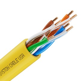Syston Cable Technology Cat 5e Ethernet Network Cable - 130 FT，350MHz 24AWG Solid Bare Copper Wire Outdoor/Indoor, Bulk No Ends 10 Ft to 1000 Ft Available, Heat Resistant Riser Rated - CMR