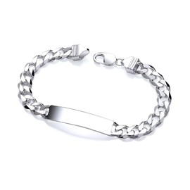 Old English Jewellers Solid 925 Sterling Silver Men's ID Curb Bracelet - Heavy Weight Chunky - 9 inches