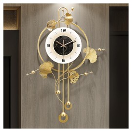 FIXNEO Wall Clock, Large Gold Wall Clock for Living Room Decor，Unique Office Clocks Battery Operated，Oversized Modern Wall Art for Bedroom,Farmhouse,Office Wall Decor 17.7 X 28.3 Inches