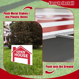 5 Pack 16.9 X 13 Inch Open House Signs for Real Estate Double Sided Yard Signs with Metal H Stakes Large Plastic Open House Directional Signs with Left Right Arrows (Red)