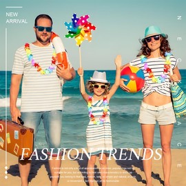 EIYVPRA Pack of 12 Hawaii Flower Necklaces, Hawaii Flower Chains, Hawaiian Decorative Garlands, Colourful Flower Chains, Hawaii, for Children, Adults, Beach, Tropical Birthday Party Accessories