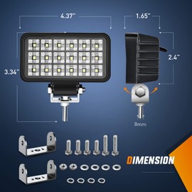 Nilight 4.4 Inch Square Utility LED Work Light W/Integrated Toggle Switch, 2PCS 36W 150° Flood Lamp for Offroad Heavy Equipment Vehicles Truck Tractor Golf Cart Boat ATV UTV