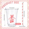 Jingmore 50 Sets Ballerina Disposable Cups with Lids and Straws