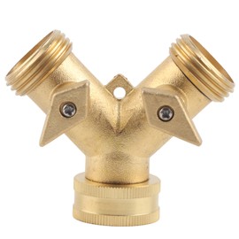 Garden Hose Splitter 2Way AllBrass Heavy Duty Simple Operation Outlet Splitter for NPT 3/4 Garden Hose