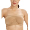 Lemorosy Women's Bralette Seamless Unpadded Bandeau Underwired Multiway Bra, beige