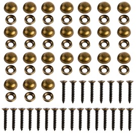 Brass Decorative Screws with Caps, 24Pcs 15mm Upholstery Tacks Self Tapping Screw Mirror Screws with Decorative Caps Screw Covers for Furniture Fixing, Painting Fixing, Mirror Fixing