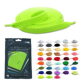 NODC M Shoelaces, Solid Color, Flat Laces, 39.4/47.2/55.1/63.0 inches (100/120/140/160 cm), neongreen, 120