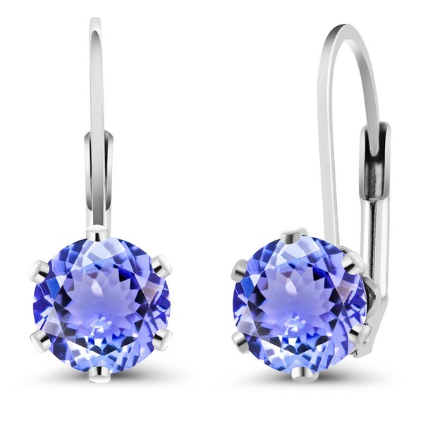 Gem Stone King 6MM Round Gemstone Birthstone Leverback Earrings For