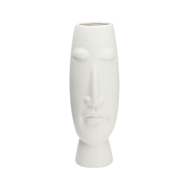 Mikasa 6.5x6.89x19.69 Inch White Ceramic Face Vase