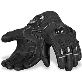 RideMaxx Premium Leather Motorbike Motorcycle Gloves Touch Screen Gloves with Racing gloves Riding Gloves (M, Racing Black)