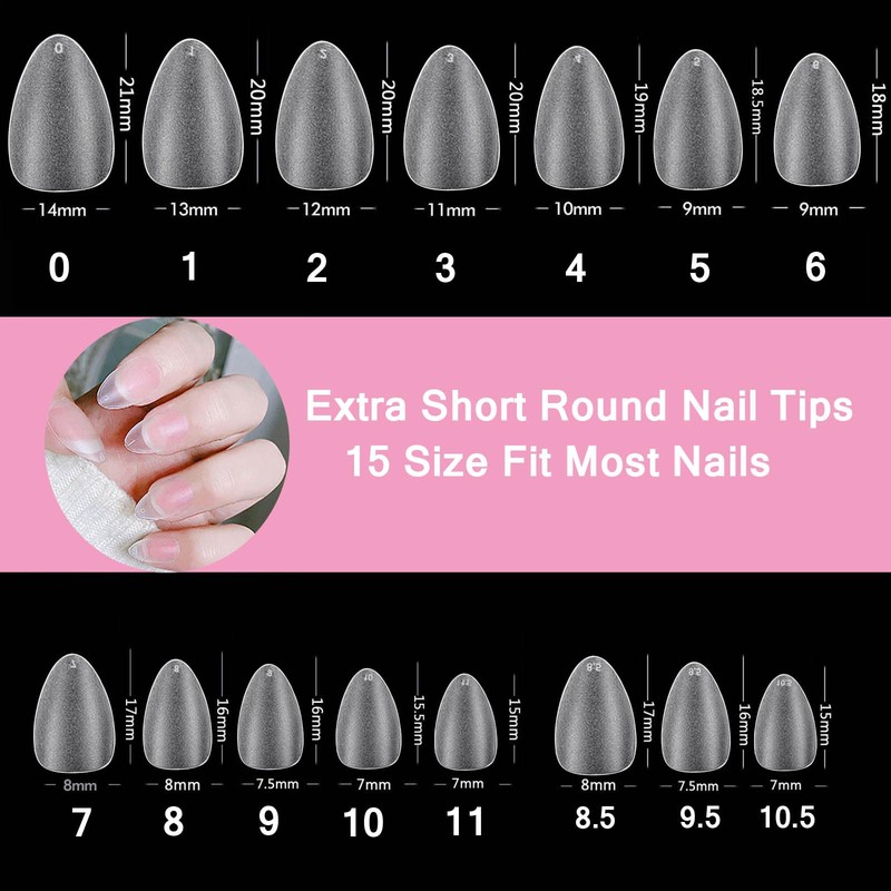 Almond Nail Tips, Short, Pack of 510 Full Cover Nail